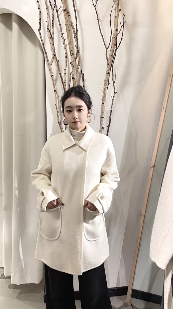 【6138】宽松网红气质中长款羊毛大衣
