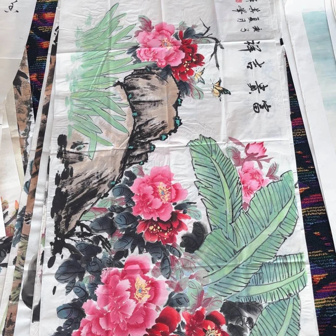 国画王奇峰四尺花鸟朱