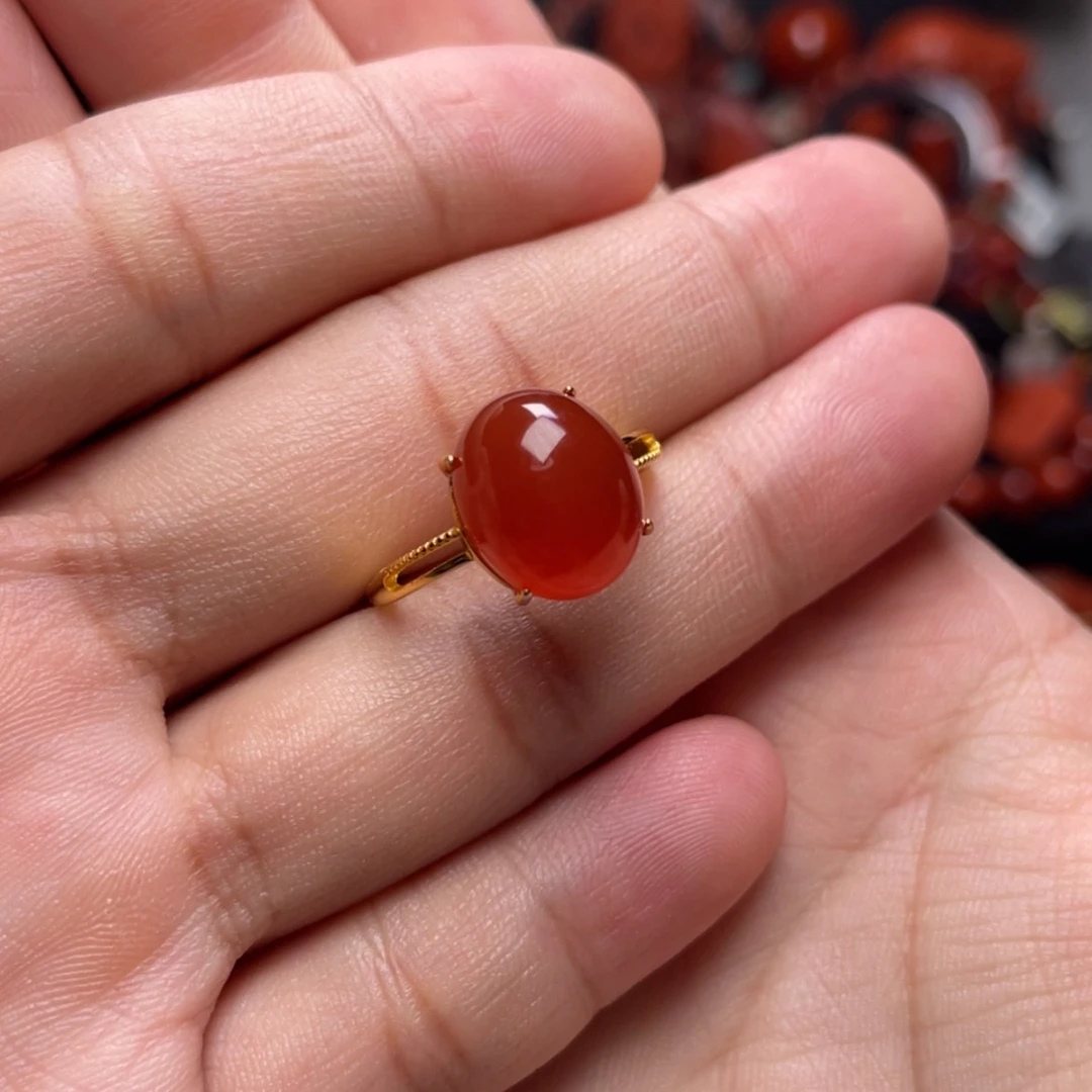 【闪购商品】银S925镶嵌保山冰红戒指南红玛瑙