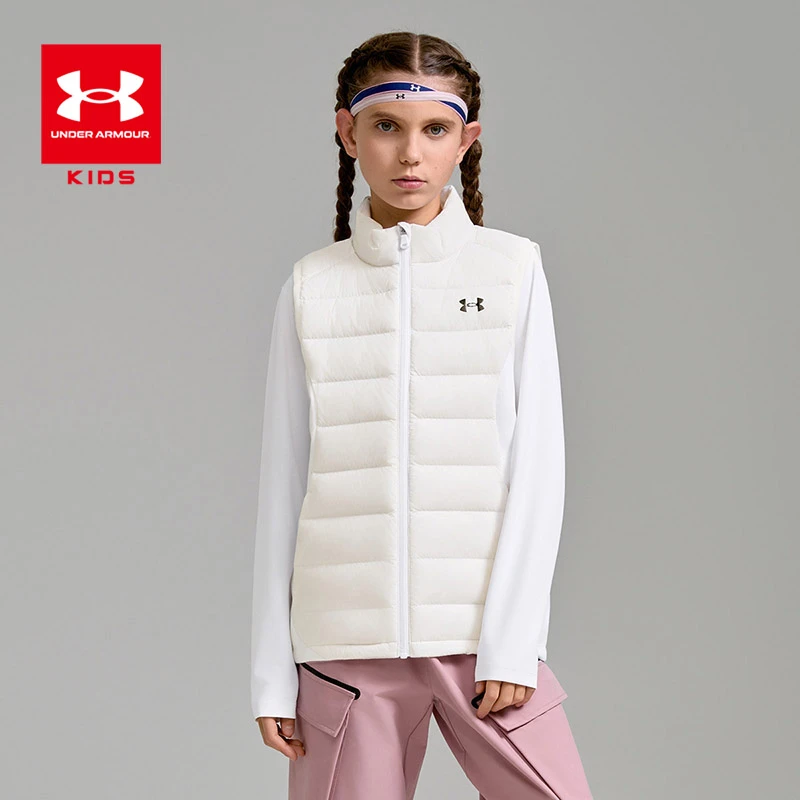 Under Armour/安德玛儿童纯色冬男女运动休闲马甲薄款拉链休闲风
