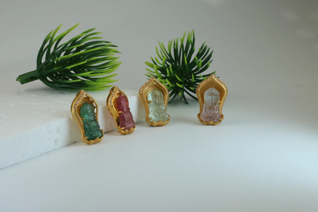 18k金碧玺佛公吊坠