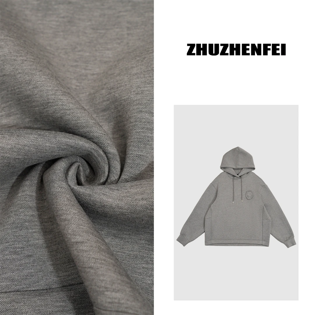 ZHUZHENFEI【舒适区】灰色简约纯色百搭显连帽卫衣Z351051