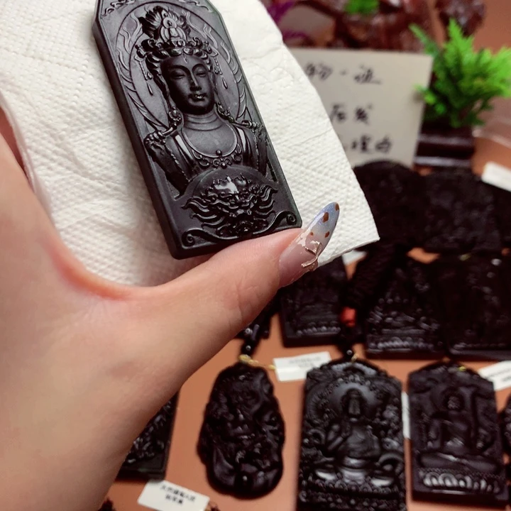 天然缅甸a货钢琴黑挂件