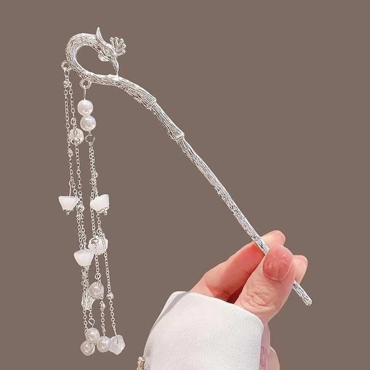 古典凤凰感发簪亚克力材质汉服旗袍复古风头饰盘女性配饰