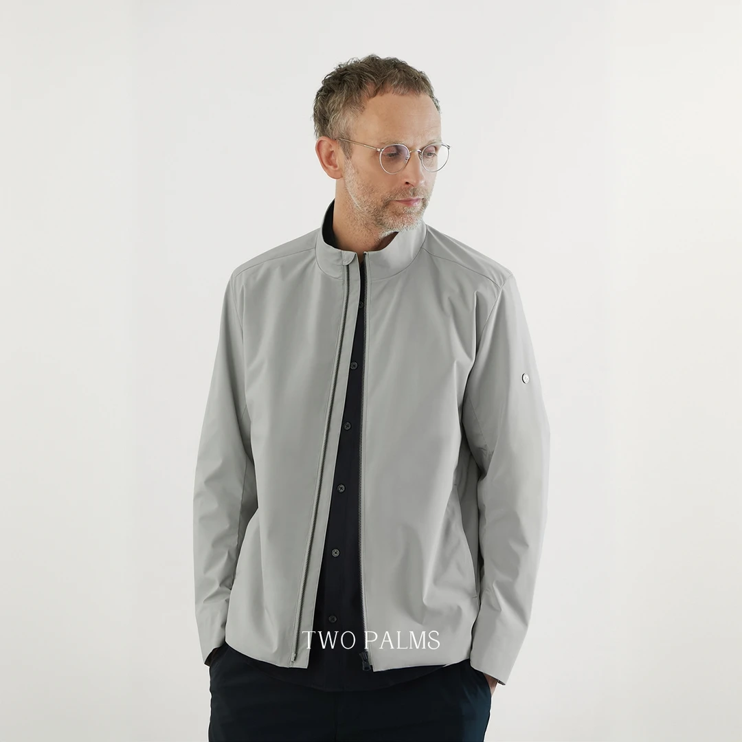 TWO PALMS 休闲商务轻薄防水薄款夹克高端立领新款薄外套男士春秋