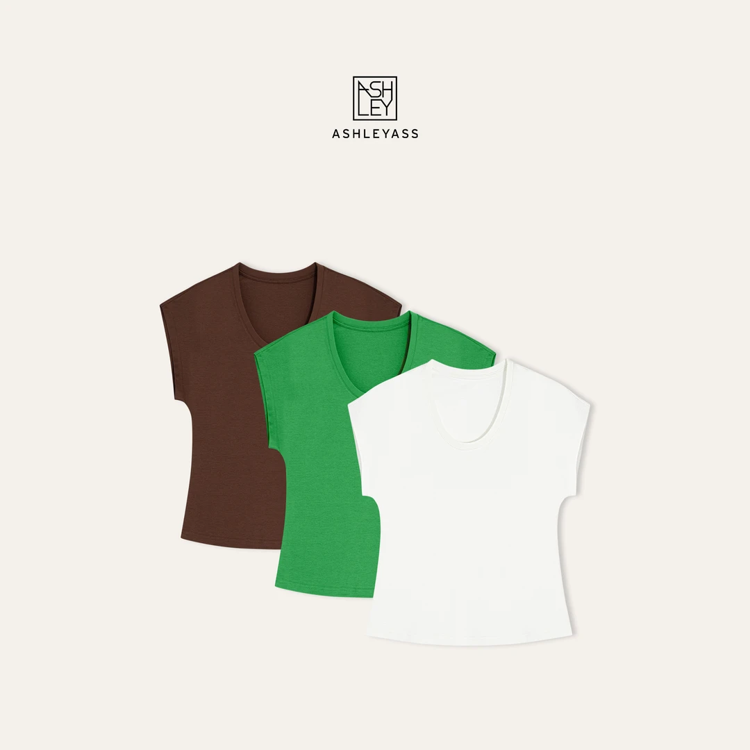 【ASHLEYASS】“蚕丝U领”洋气衣服女袖口设计师上衣T恤LSS250375C