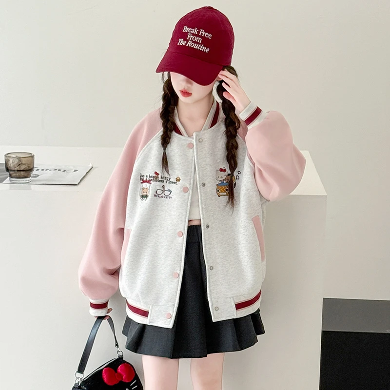 女童棒球服春秋2025新款网红小女孩秋季休闲衣服洋气儿童卡通外套