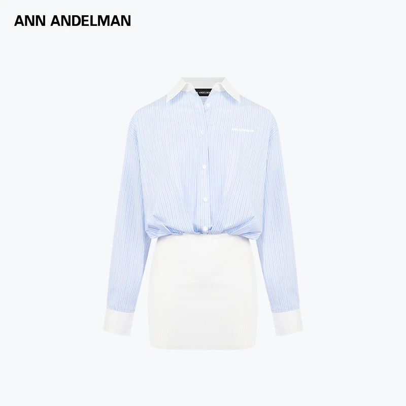 ANN ANDELMAN【商场同款新品】25春夏 假两件连体多穿设计衬衫裙