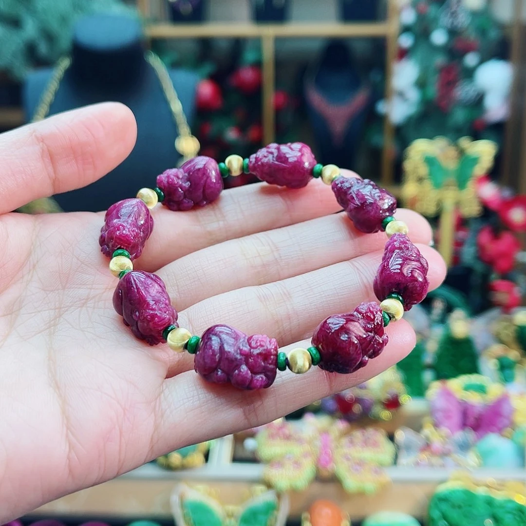 银S925镶嵌手链红宝石48小时鉴赏期1