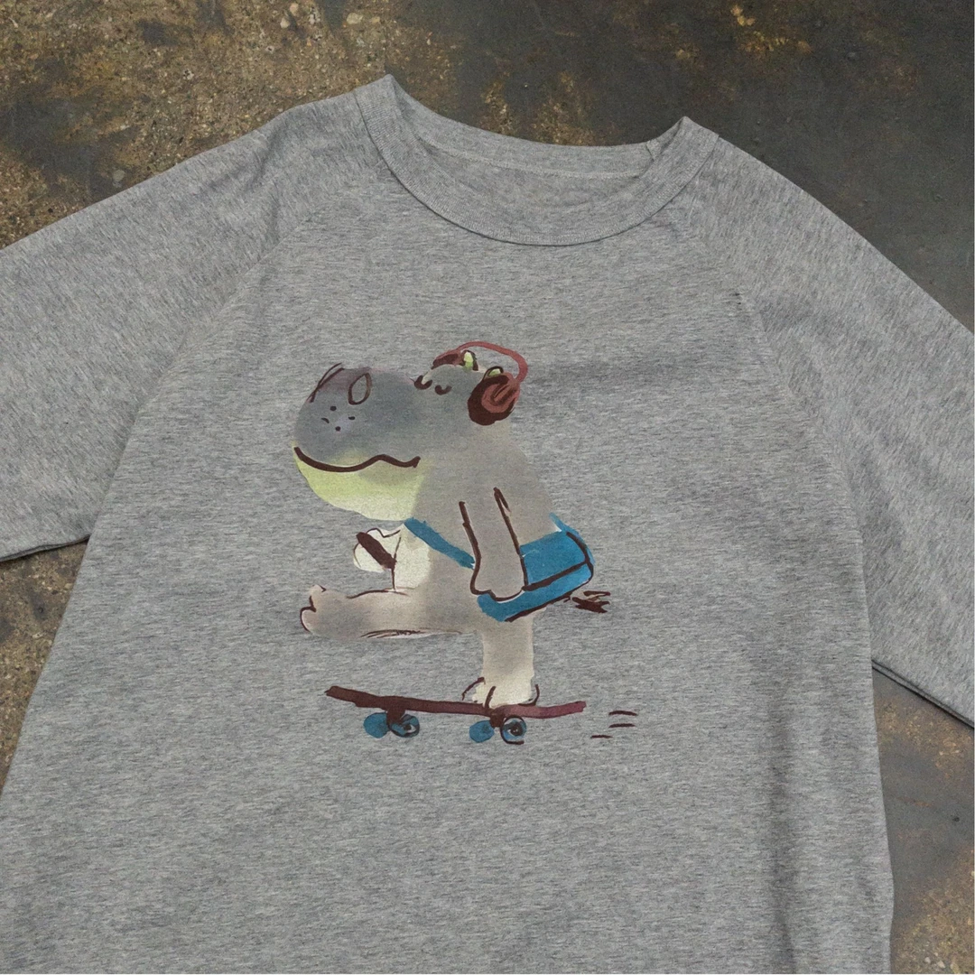 【长袖系列】律动河马  宽松插肩袖 圆领别致纯色长袖 soinku