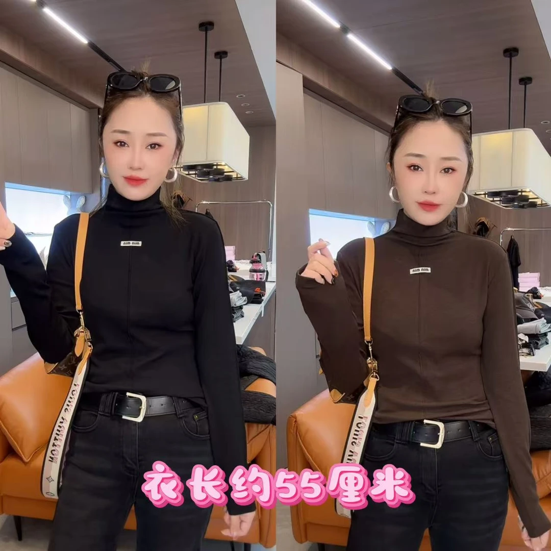 9897高领竖轧线百搭长袖T恤