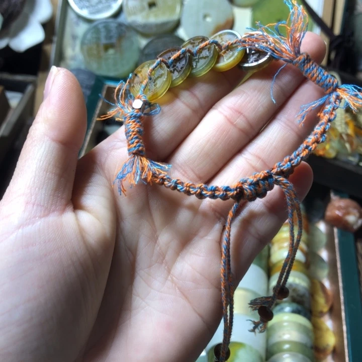岫玉岫玉五帝钱手链未镶嵌