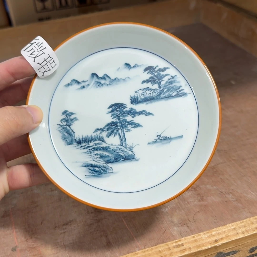 釉下手绘茶具微瑕
