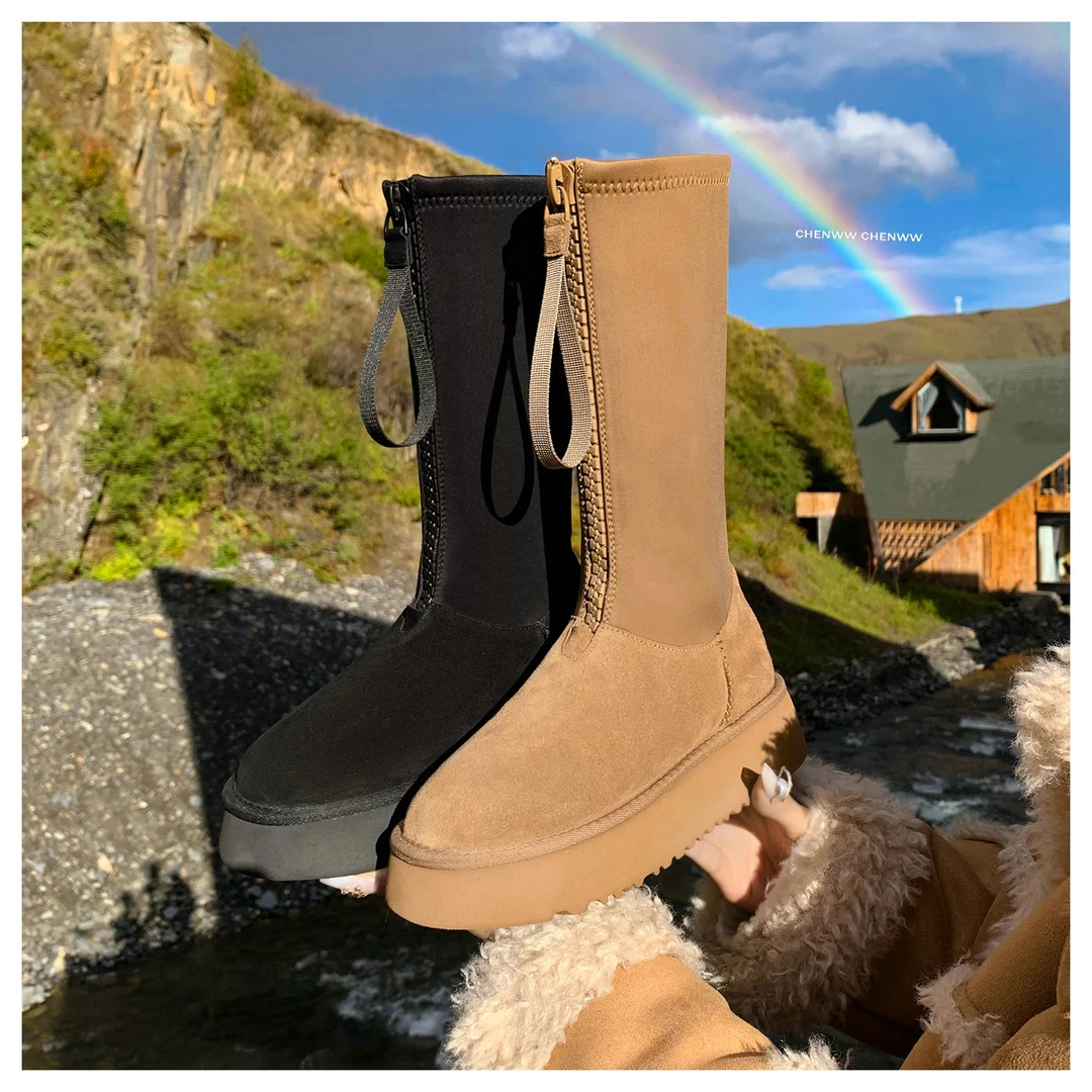 【CHENWW】网红小众设计款弹力雪地靴厚底保暖雪地靴瘦瘦靴女