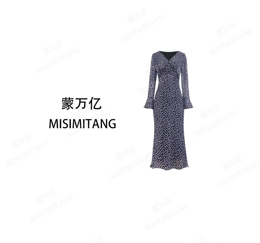 【紫木香调长款】新款春款度假风紫色仙轻奢显瘦女装连衣裙斜裁气质