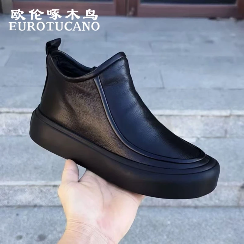欧伦啄木鸟EUROTUCANO男鞋冬季潮流板鞋子男款一脚蹬耐磨运动鞋
