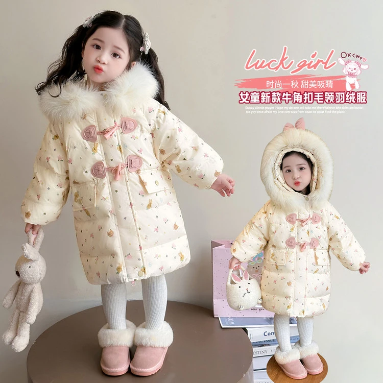 2025新款冬季女童羽绒服甜美可爱加厚保暖外套儿童冬装时尚洋气