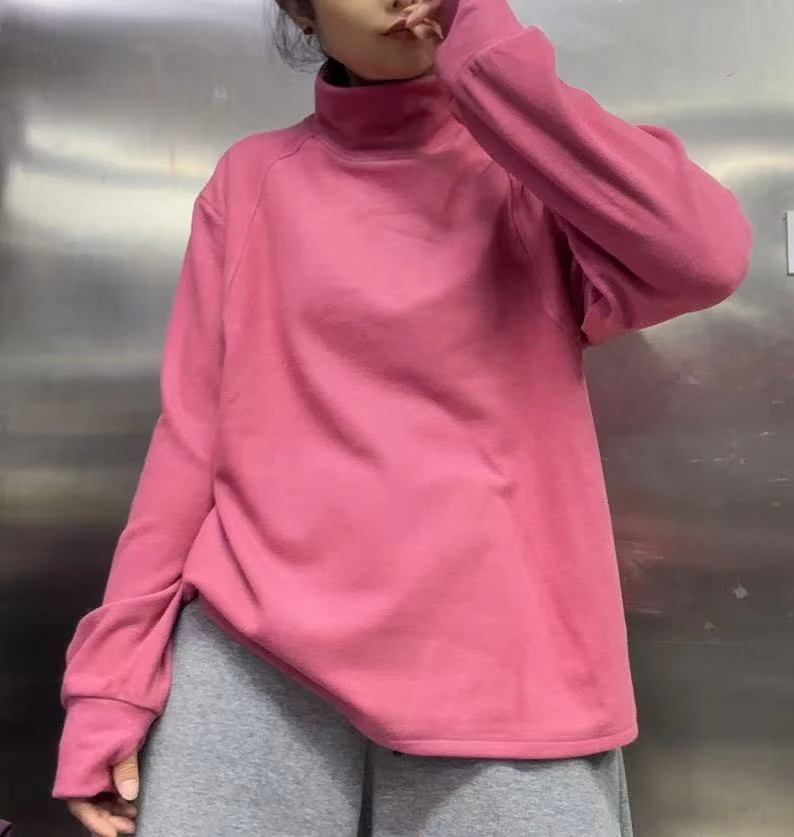 精品百搭单色百搭半高领卫衣绒衫772911