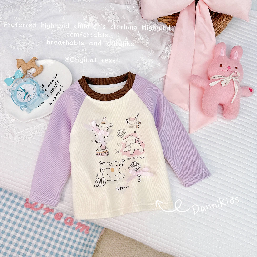 「Dannirabbit」【萌小羊】冬款&女童小羊插肩袖加绒打底衫【G-5183】