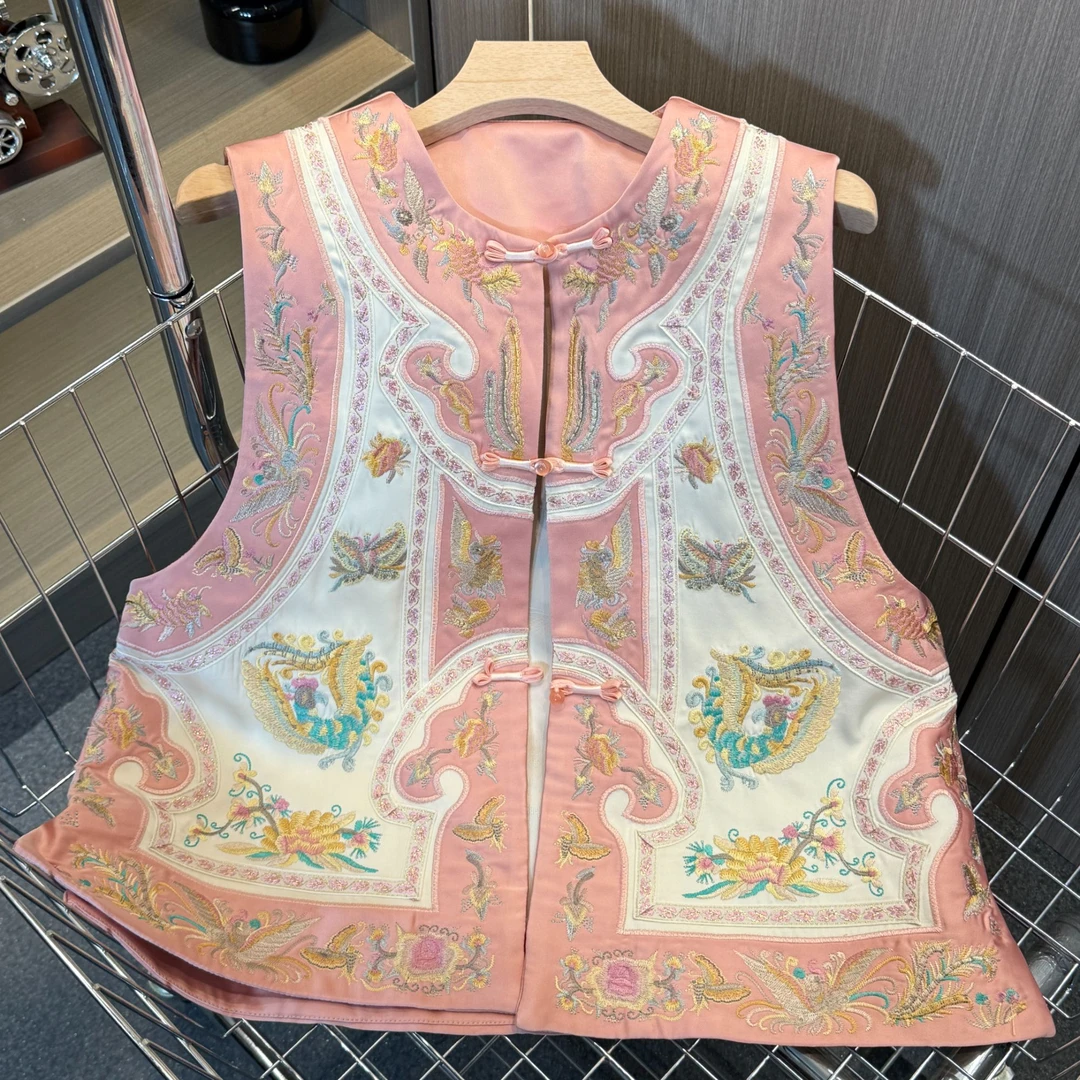 【凤羽蝶澜】高定·重工新中式中国风刺绣设计师女士圆领马甲