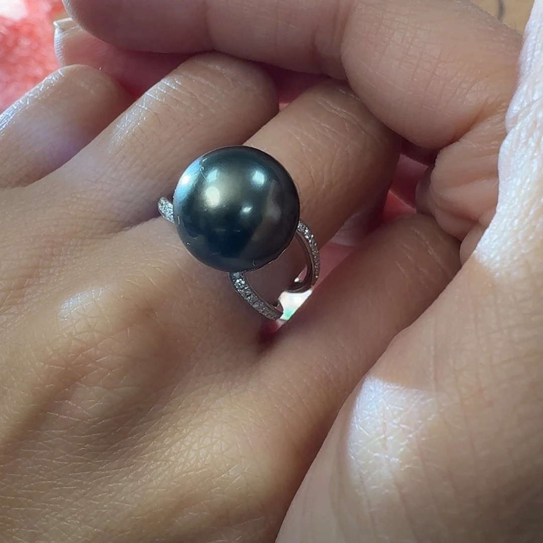 18K金镶嵌海水珍珠戒圈珍珠戒指