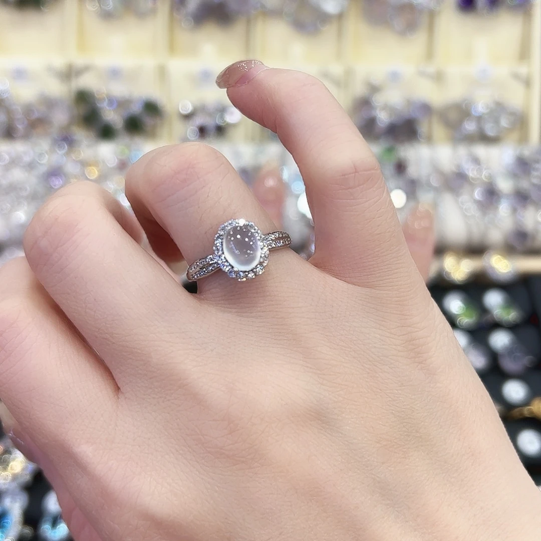 蛇纹石玉银S925镶嵌戒指