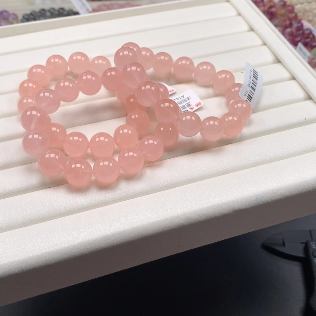 水晶手链未镶嵌多样性发一西柚粉14，A95