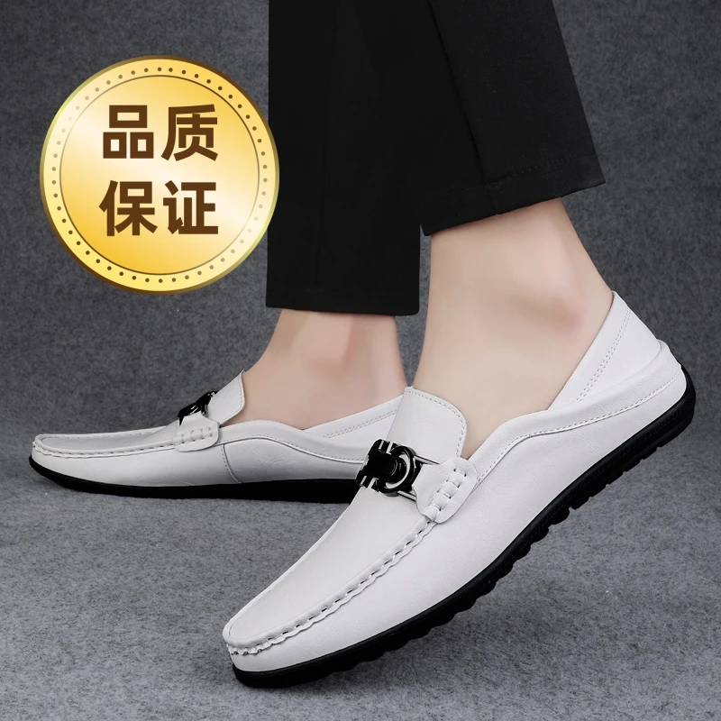 豆豆鞋男2025新款鞋子夏季透气小皮鞋男士一脚蹬休闲鞋子男鞋爆款