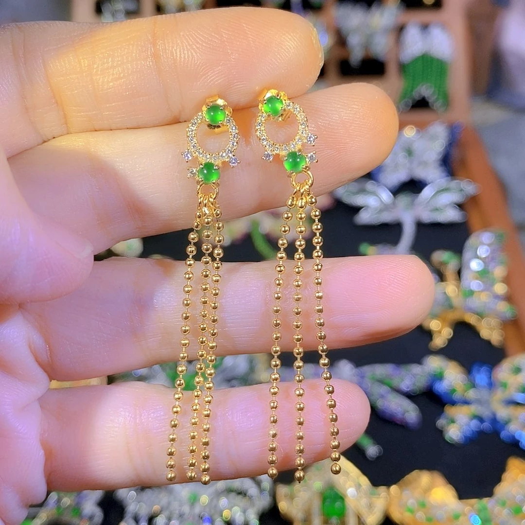 吊坠(不含链)银S925镶嵌翡翠