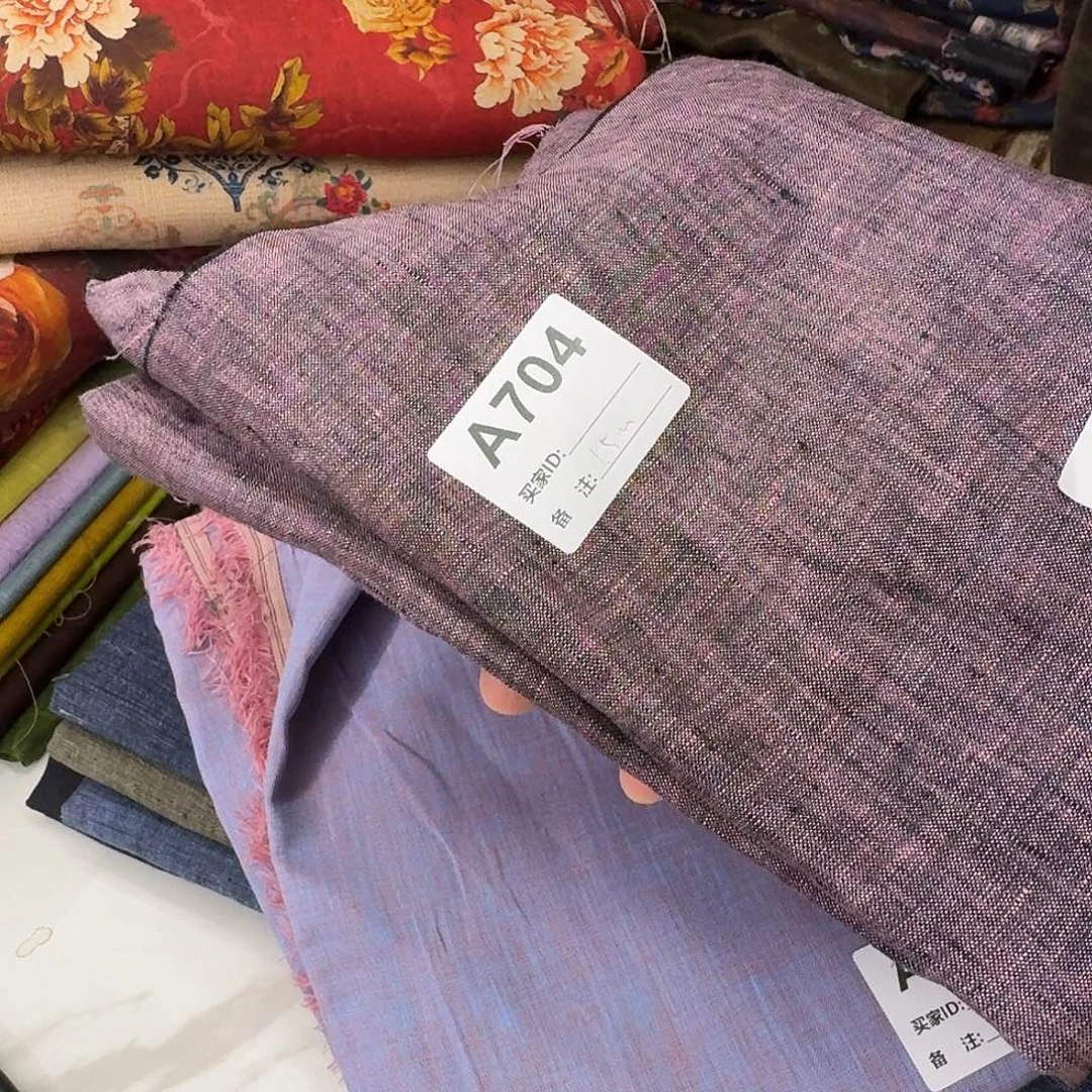 麻1.5米紫色色纺亚麻面料