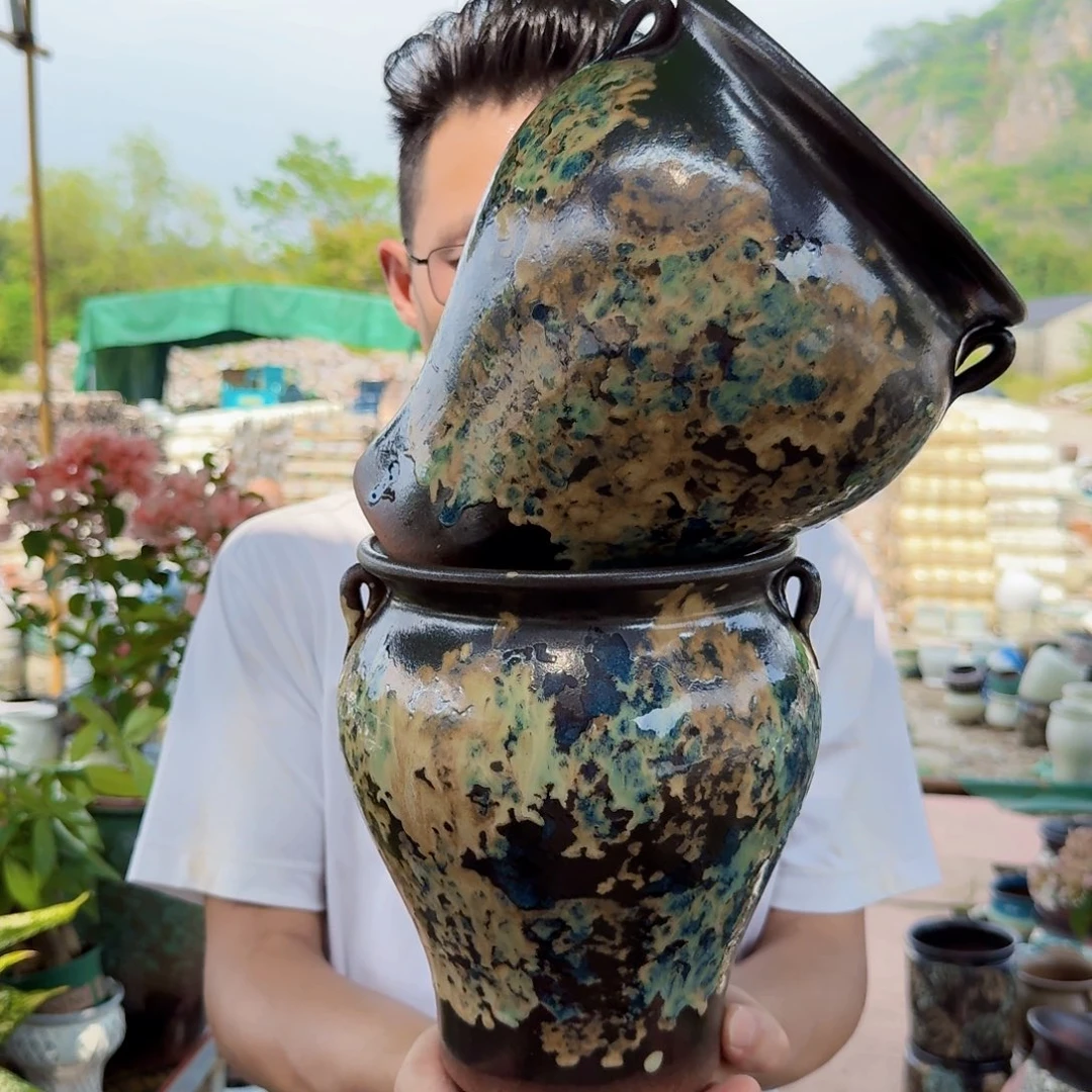 紫砂花盆口17高21美人鱼姹寂老胡