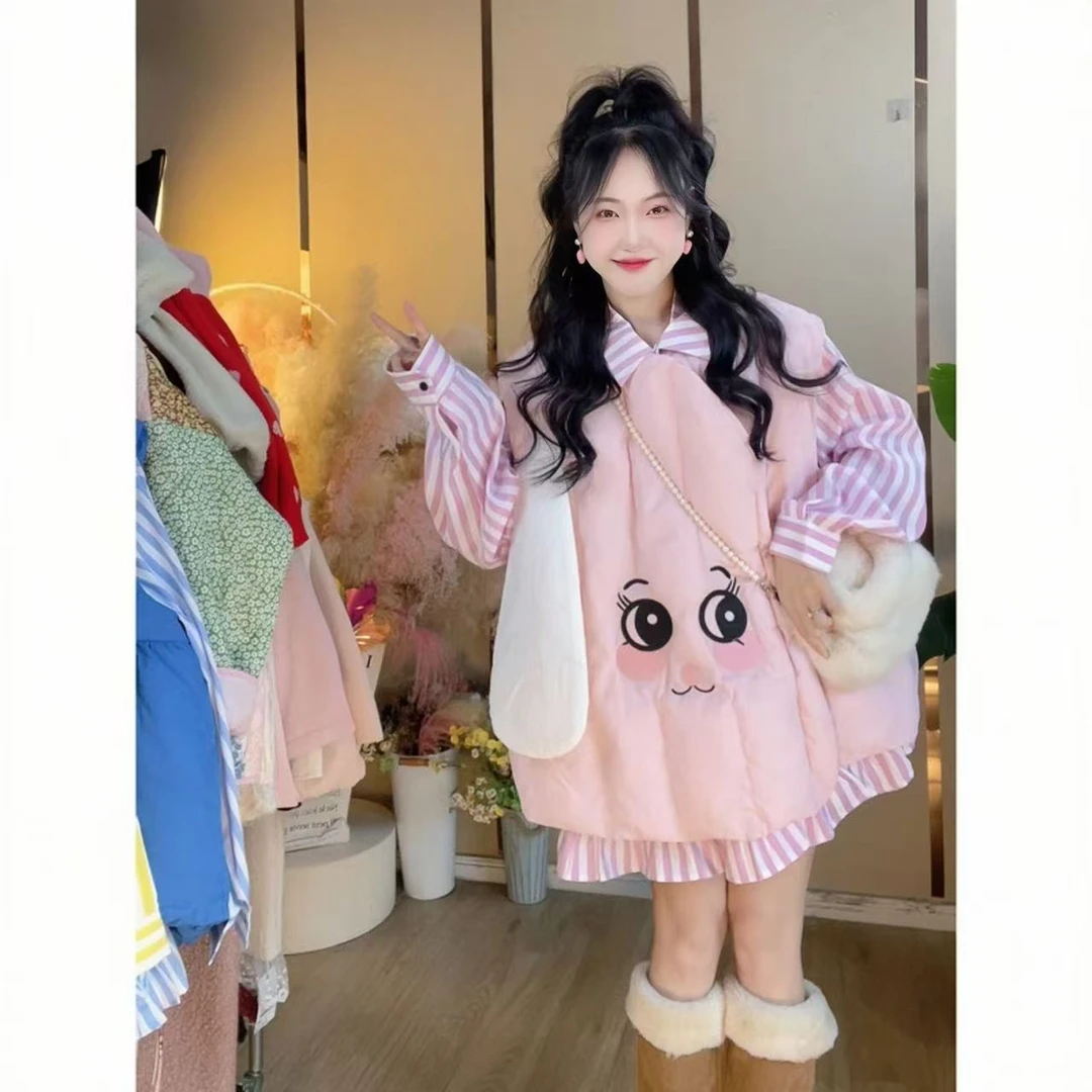 燃冉【萌萌哒】冬款宽松甜美减龄加厚棉服马甲韩版保暖可爱马甲衬衫