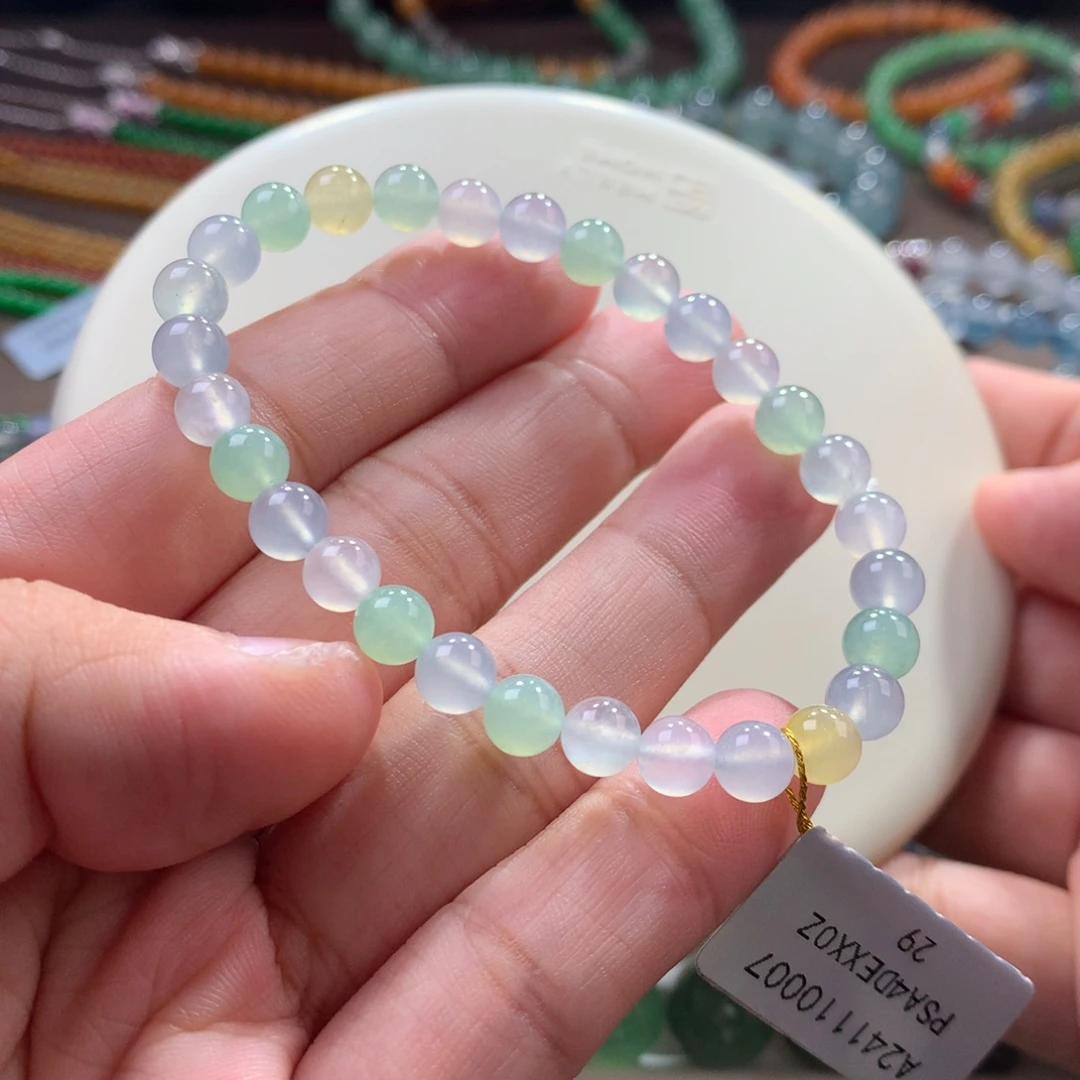 翡翠未镶嵌手链冰种幻彩马卡龙单圈 卡6.1