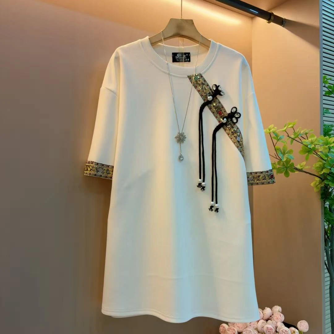 新款时尚洋气国风盘扣轻奢气质显瘦遮肉重工上衣（衣长78左右）