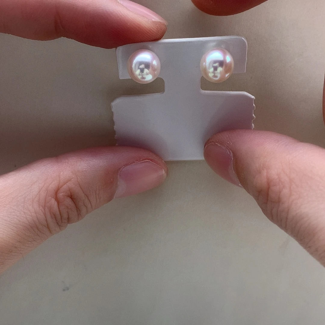 18K金镶嵌海水珍珠耳饰8.5mm ak