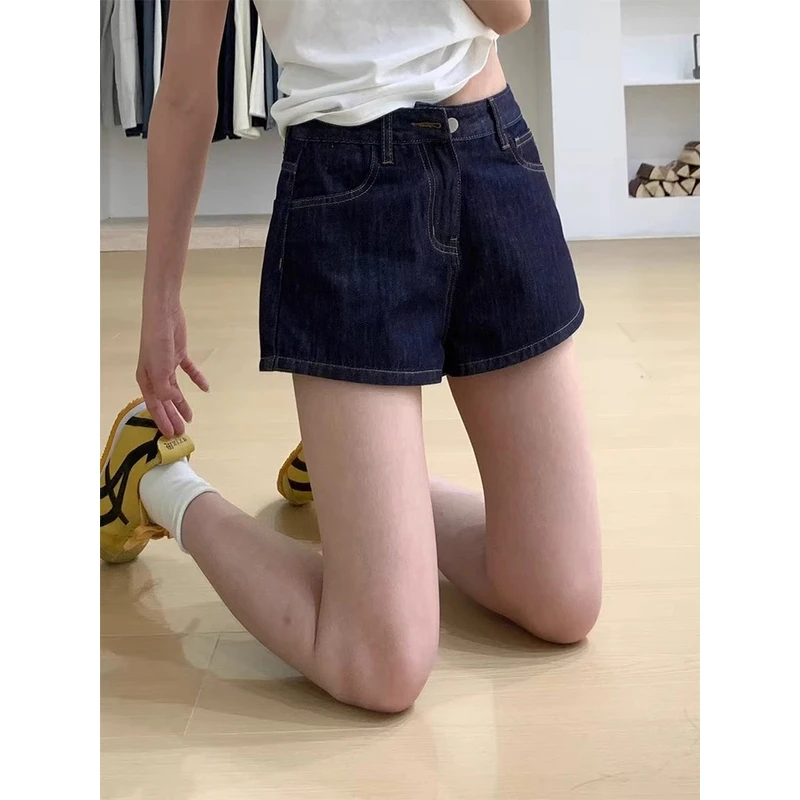 雪千羽丹宁蓝辣妹牛仔短裤女夏季2025新款小个子宽松a字阔腿热裤
