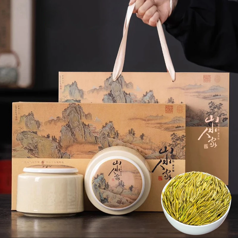 正宗黄金芽绿茶茶叶新茶栗香雨前散装茶树珍稀白茶罐装自饮礼盒装