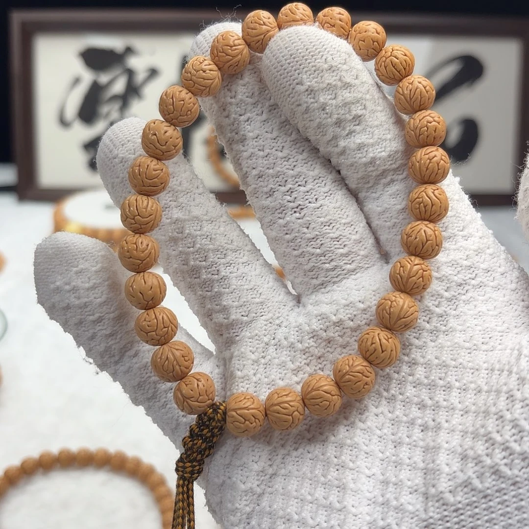 手串桃核1.0「奶油大肠」野生桃核手持