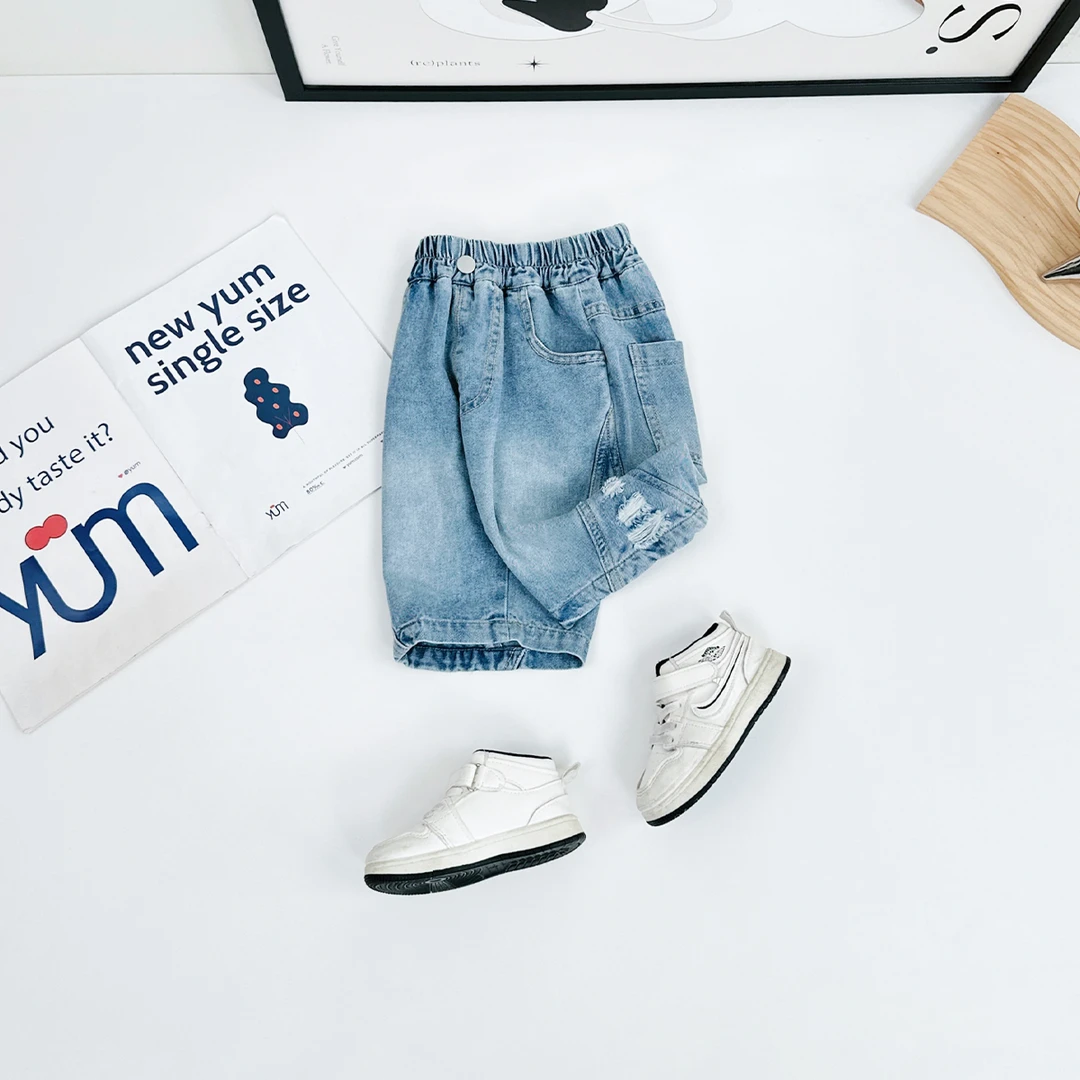 儿童五分裤子薄款男童宽松牛仔裤夏季宽松潮牌 JH051悠悠童话童装