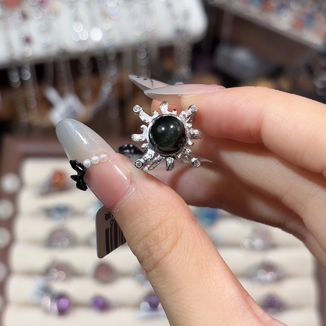 银S925镶嵌戒指烟晶