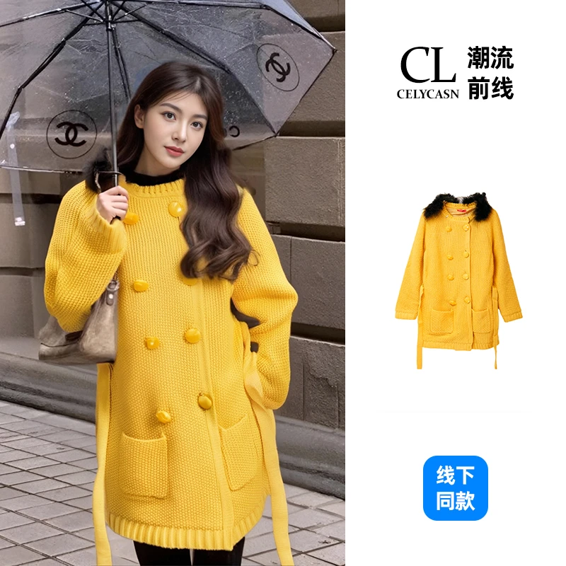 L4RB60690#早秋老钱风加绒时尚毛呢外套女女士宽松保暖中长款