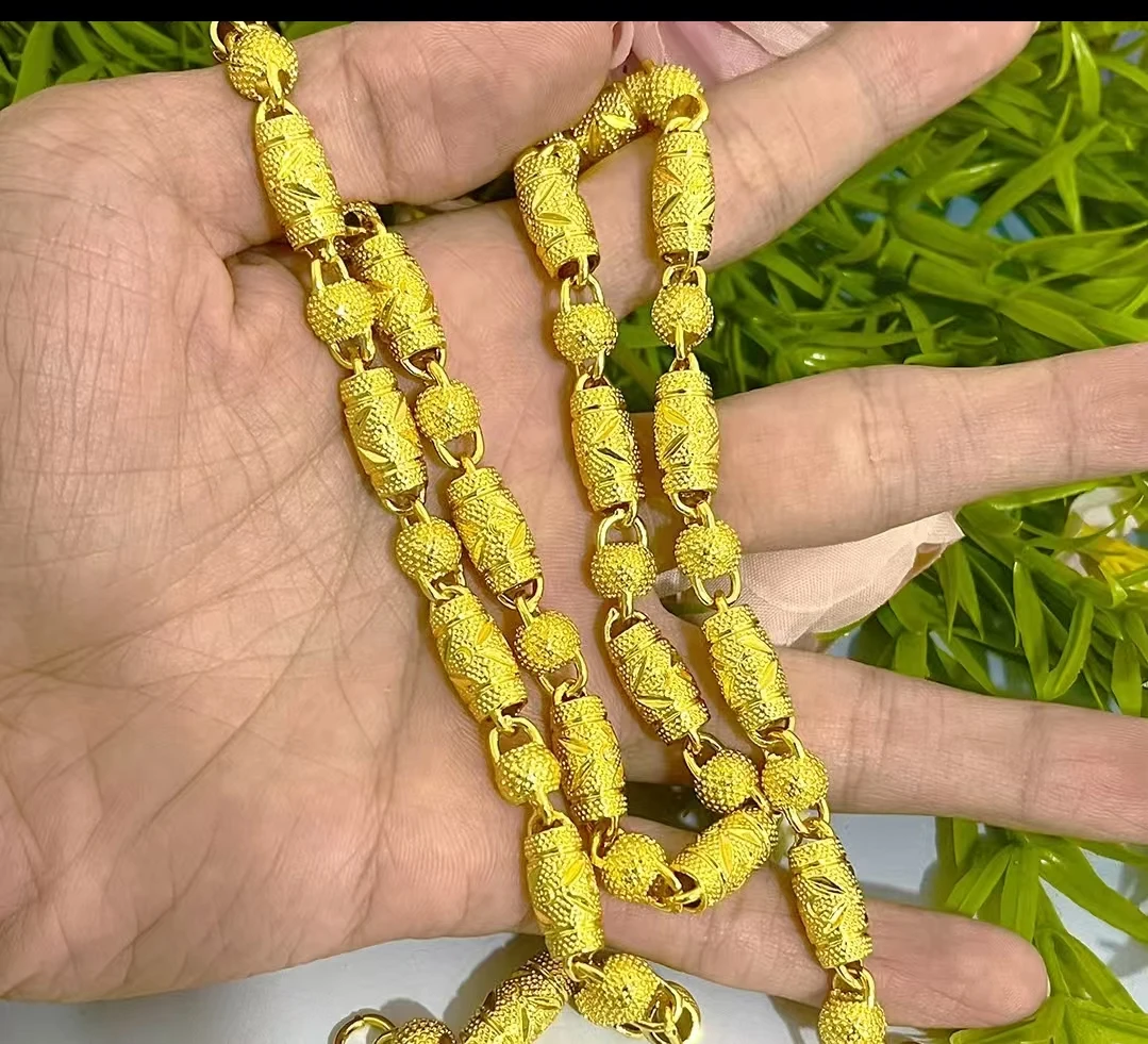 合金项链 51cm(含)-80cm(含)空心磨砂情侣女款  空心橄榄霸气经典