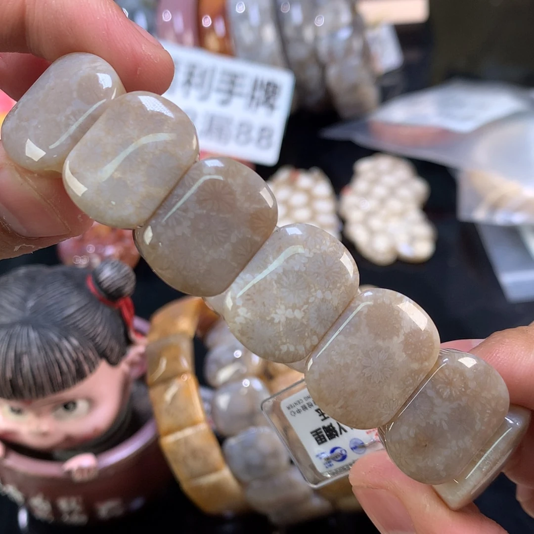 【闪购商品】颈饰未镶嵌硅化珊瑚（珊瑚玉）50号黑咖色雏菊