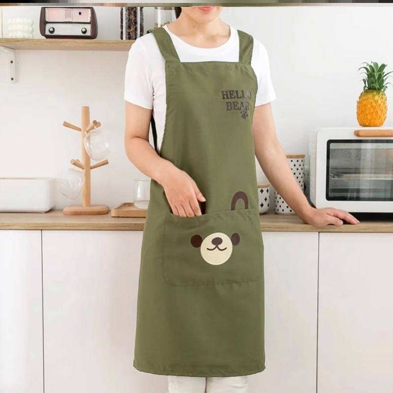 2025新款网红夏天可爱小熊无袖肩带围裙厨房家用美甲店用日系背心