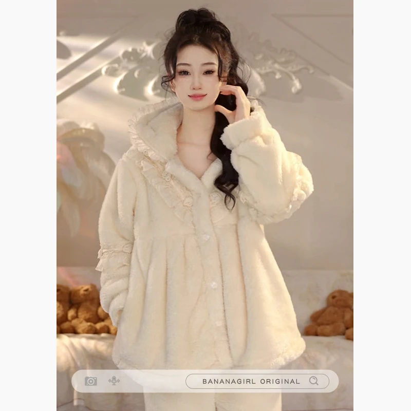 Bananagirl【玉见棠溪】睡衣女秋冬连帽外套循环蓄温家居服可外穿