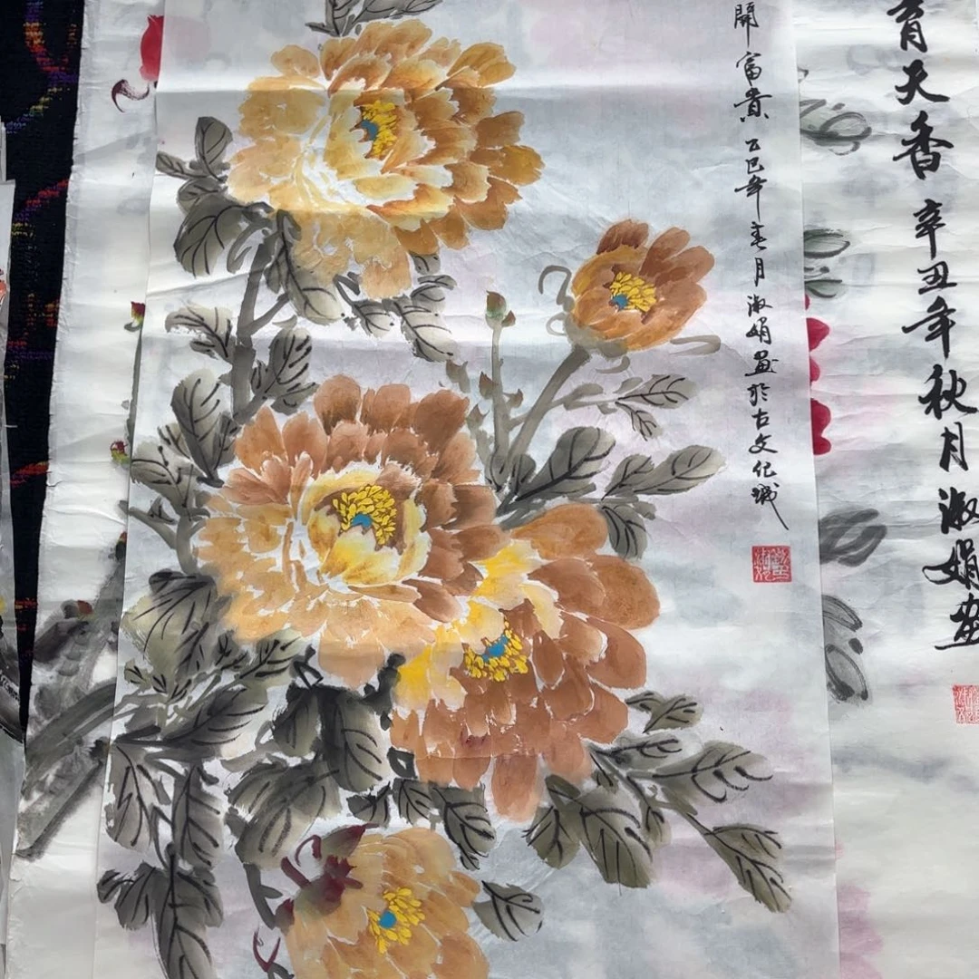 国画刘淑娟三尺花鸟朱