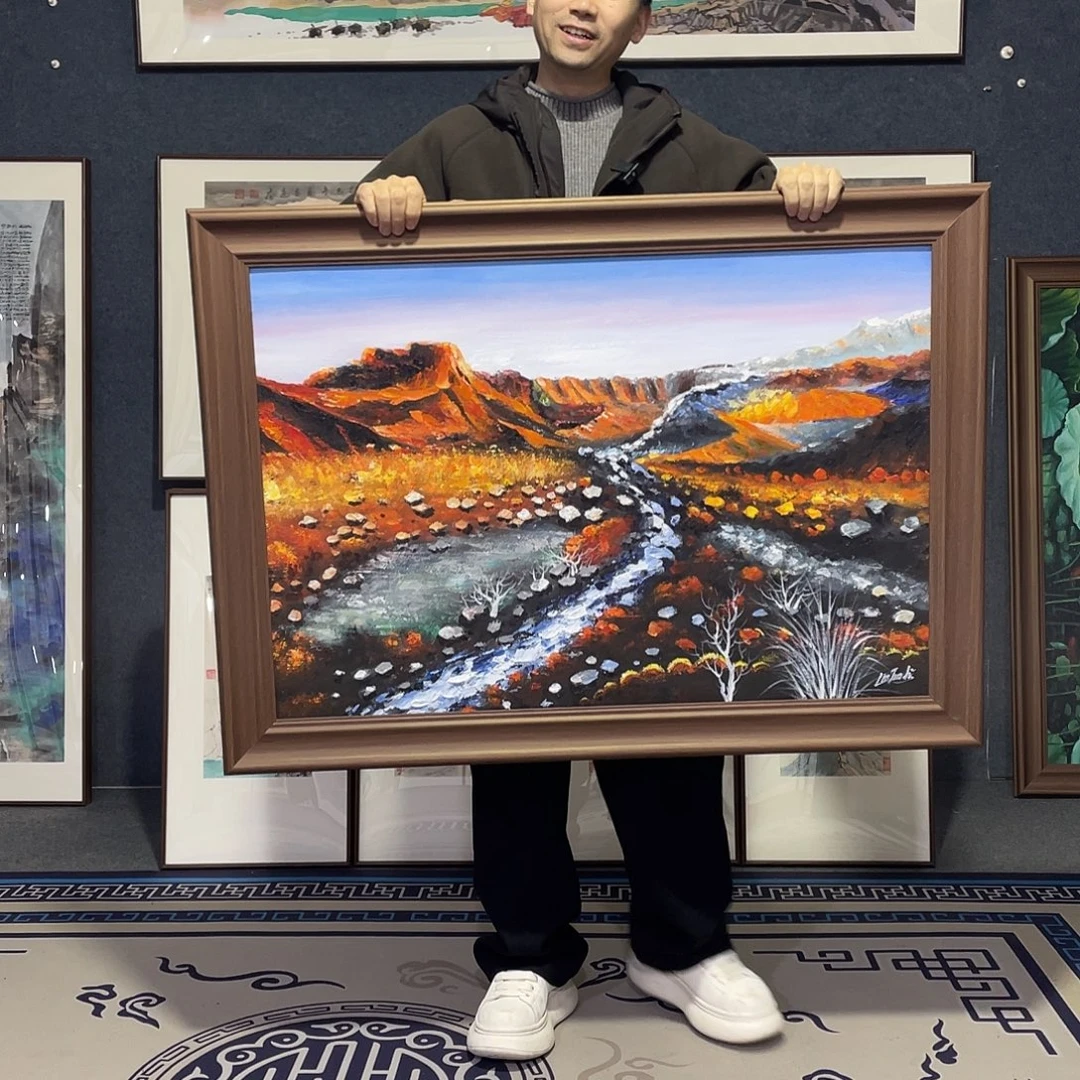 国画手绘画作品带框