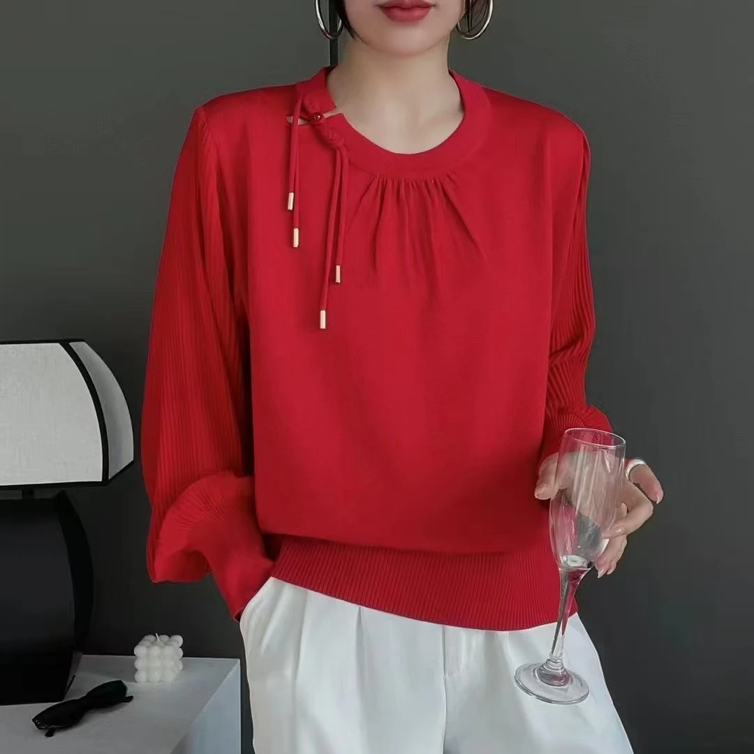 国风盘扣冰麻针织衫