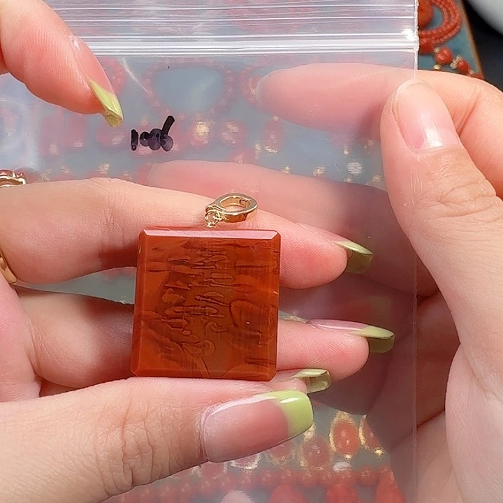 南红玛瑙银S925镶嵌吊坠