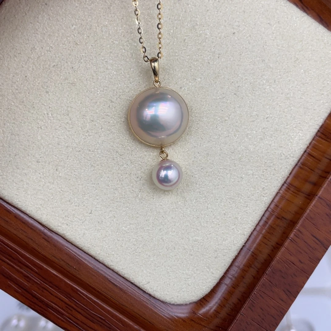 吊坠(赠链)18K金镶嵌拼合珍珠（马贝珠）